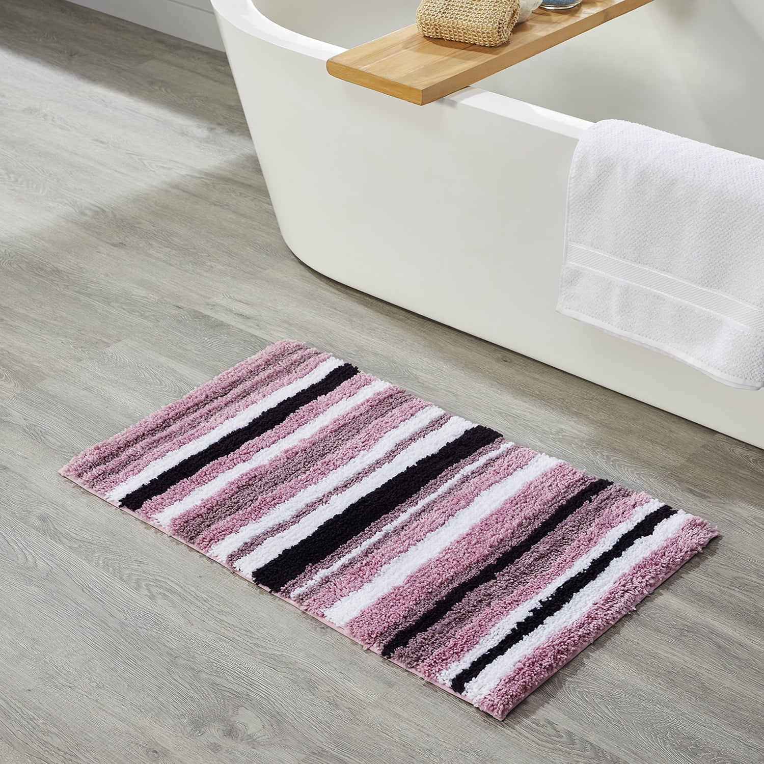 Better Trends 3 Piece Bathroom Rug Set 100% Polyester Soft Water Absorbent Non Slip Bath Mat Machine Washable Rug Griffie Collection - Purple