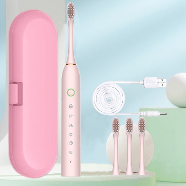 Toothbrush- Toothbrush With 4 Brush Heads-With Toothbrush Box- 6 Cleaning Modes- Water Proofing IPX7 Water Proofing Toothbrush--Newly