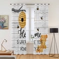 thumbnail image 2 of Cartoon Bee Kitchen Curtains 96 Inch Length, Country Vintage Branches Greyish Wooden Grain Grommet Top Bedroom Living Room Curtains, Light Filtering Cafe Curtain Drapes 2 Panels Set 104''x96'', 2 of 9