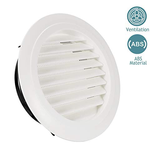 Round Air Vent Louver Built-in Insect Screen Vent Systems 5 Soffit Vent Cover White HVAC Vents for Bathroom Kitchen Grill Cover Home Office