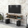 thumbnail image 2 of Pivot Modern Engineered Wood Floating TV Stand for 55" TVs, Oud Oak Color, 2 of 10