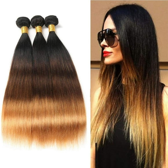 Hair Bundles HeioWuio 1B/4/27 Straight Brazilian Remy x3