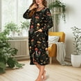 thumbnail image 3 of Xoenoiee Mushroom Butterfly Flower Moon Star Print Women Robe Zipper Front House Coat Long Sleeve Nightgown Full Length Ladies Lounge Dress with Pockets, Size 3XL, 3 of 7