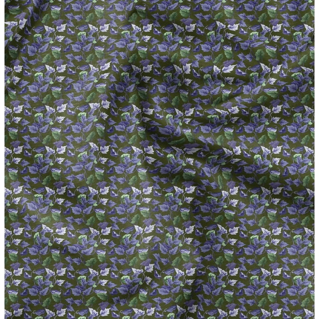 Soimoi Tissu en Coton Cambrique Feuilles Imprimé 1 Yard 42 Pouces de Large