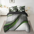 thumbnail image 2 of Feelyou Adult Modern Fashion Bedding Comforter Set 7-Piece, Green Abstract Geometric King Bedding Sets, Stripes Ombre Reversible Bed Sheets, Breathable Home Decor, 2 of 7