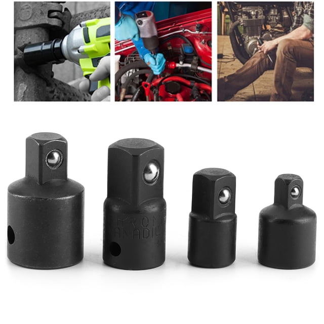 Cabezal de conversión de llave, 4 piezas, juego de herramientas manuales de 1/4 pulg., 3/8 pulg. y 1/2 pulg., adaptador de llave de alto rendimiento