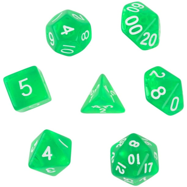 7 Piezas Juegos de TRGP D8 D10 D12 D20 Mazmorras y Dragones Verde Yotijar Dados de varias caras