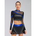 thumbnail image 7 of iiniim Womens 2 Piece Long Sleeve Cheerleading Outfits Crop Tops With Dance Skirt For Rave Dancewear Royal Blue L, 7 of 7