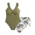 thumbnail image 1 of Conjunto Corto de Niños Traje de Baño de Manga Volante de Color Sólido + Conjunto de Falda de Hilo Conjunto de Trajes de Baño Juveniles Conjunto de Trajes de Baño Conjunto de Pantalones Cortos para U, 1 of 9