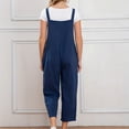 thumbnail image 4 of QATAINLAV Jumpsuits for Women Dressy Casual Loose Overalls Jumpers Sleeveless Wide Leg One Piece Pant Summer Solid Color Rompers with Pockets Lightning Sale Navy L, 4 of 6