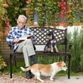 thumbnail image 5 of VINGLI 40.5" Patio Garden Bench,Anti- Rust Cast Iron Cast Aluminum Frame for Outdoor Path Yard Lawn Work Entryway Decor Deck, Bronze, 5 of 8