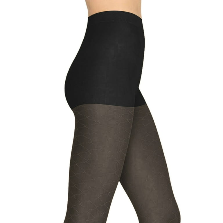 LECHERY Women's Cross Pattern Tights (1 Pair) - L/Xl, Black