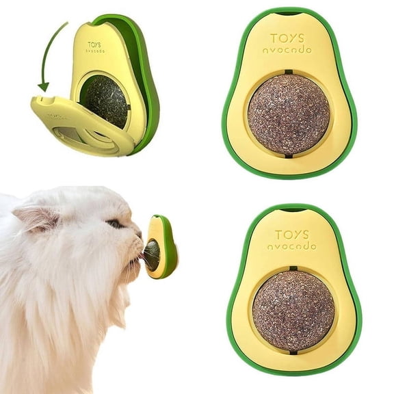 2PCS Catnip Licking Balls for Cats, Avocado-shaped Funny Toy, 360 ° Rotatable Licking Treats Wall Toy For Cats Keep Teeth Reduce Boredom, Consume Excessive Energy