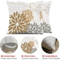 thumbnail image 6 of Brown Grey Outdoor Pillow Cover 16X16 Inch Set of 2 Outdoor Waterproof Summer Floral Brown Decorative Pillow case Decor for Couch Patio Funiture Garden Print Polyester Cushion Cover 01E16, 6 of 6