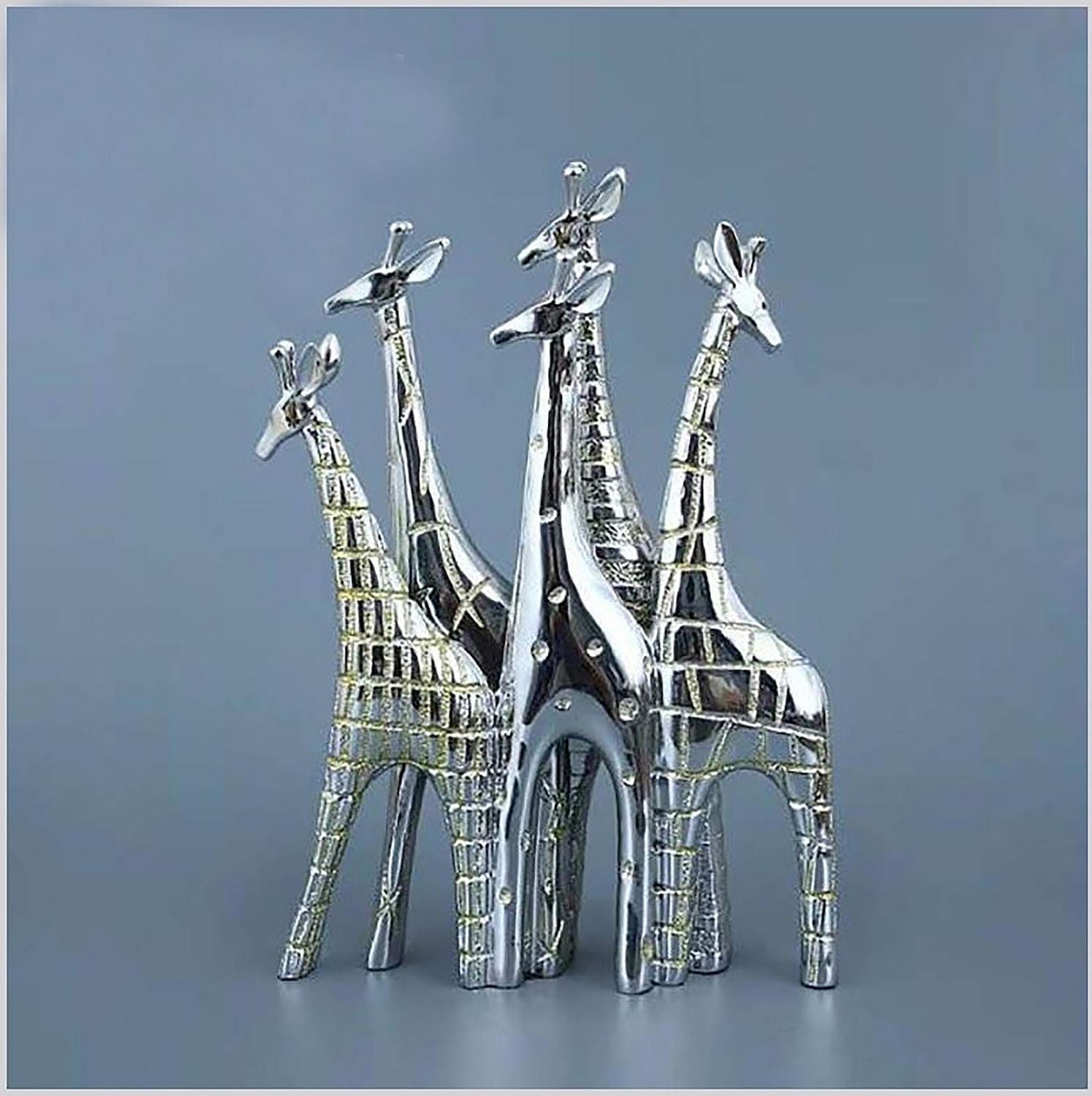 Sculpture en résine argentée représentant une girafe canadienne Safari, décoration d'intérieur