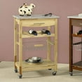 thumbnail image 2 of Linon Wood Kitchen Cart Island, 33.8" Tall, Natural Finish with Granite Top, 2 of 4