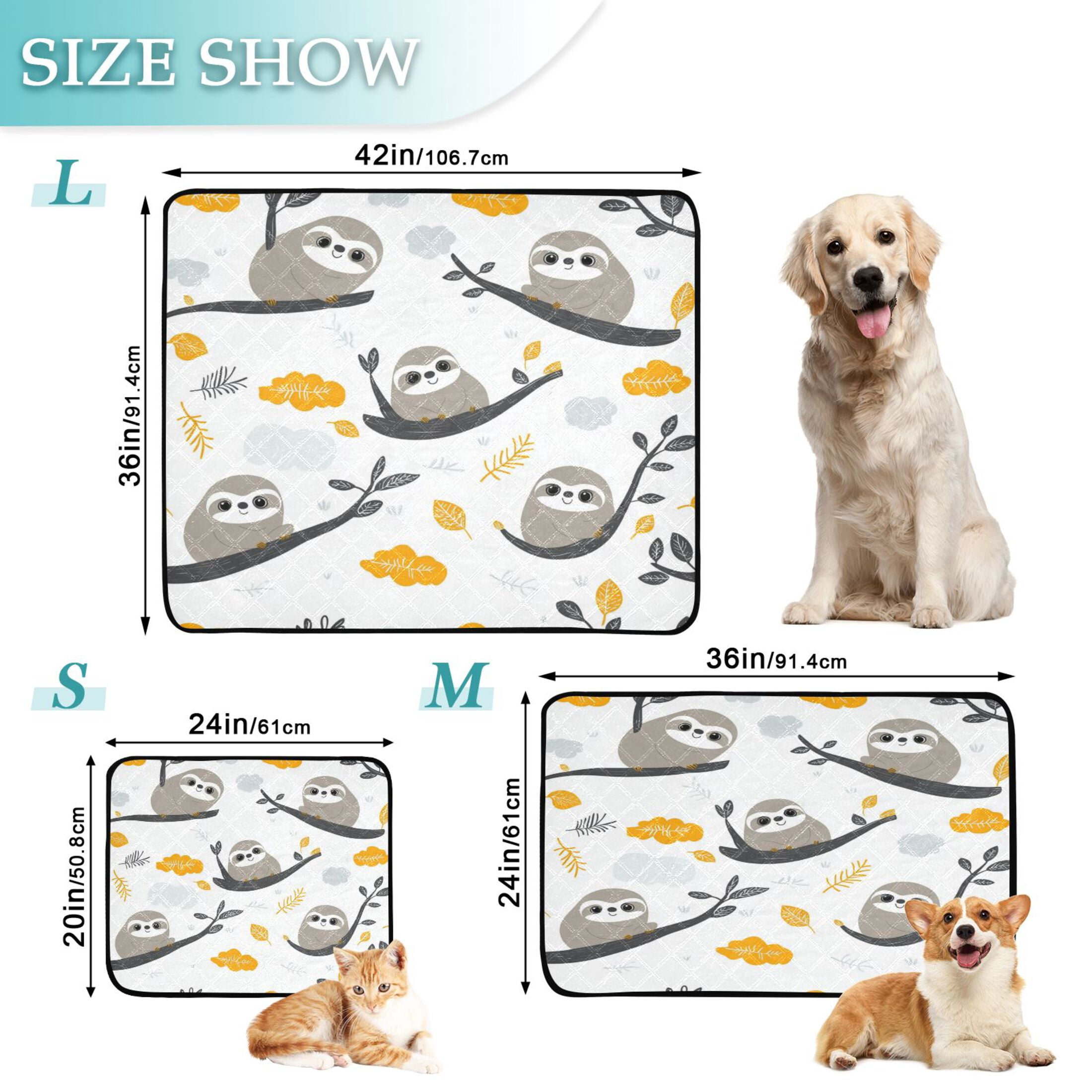 Qxltty Cute Sloth Patterns Lying on A Branch Cat litter Pads Pet Set of 3 Diaper Mats Center Anti-leakage Layer Absorbent Soft and Comfortable