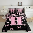 thumbnail image 2 of jejeloiu Personalized Letter H Full Size Comforter Sets,Monogrammed Theme Bedding Comforter Set,Ribbon Bow Knot Bedding Sets,Ultra Soft Bedroom Decor Reversible,3-Piece, 2 of 8