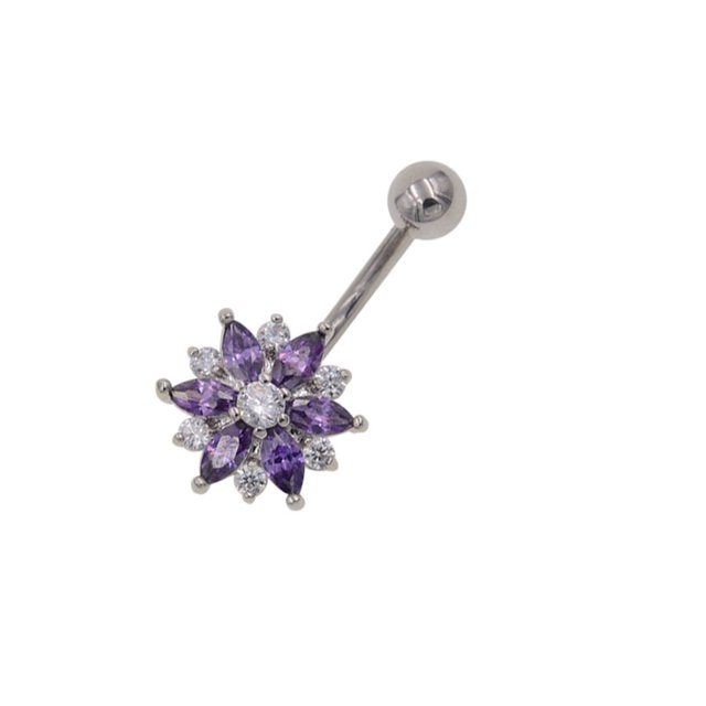Starbeauty 1Pc Body Piercing Jewelry New Cheap Stainless Steel Flower Shape Navel Piercing Belly Button Rings Wholesale ZR