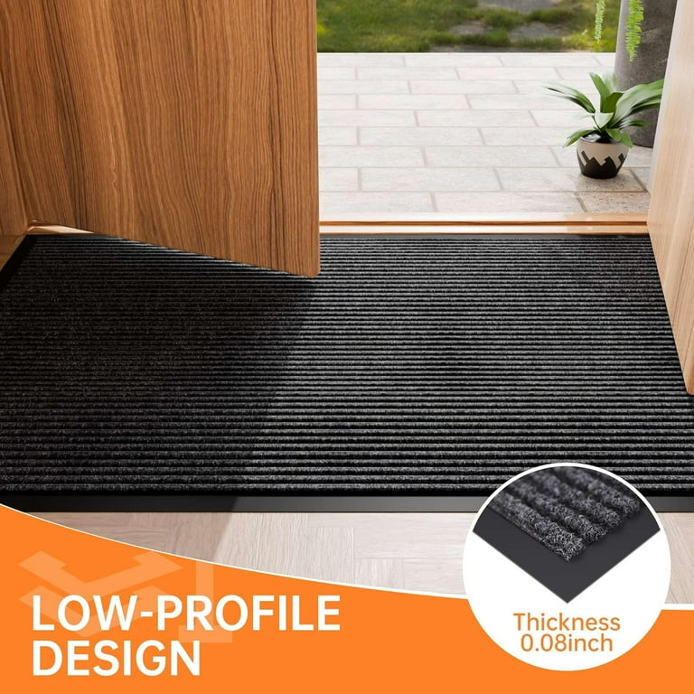 Kuyal Heavy-Duty 3'x10' Indoor/Outdoor Door Mat - Non-Slip Rubber Backing, Dark Gray, For High Traffic Entrances