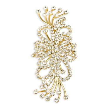 Flat Spray Gold Base Rhine Broach 2X1In