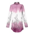 thumbnail image 4 of WFJCJPAF 2025 New Product Blouses for Women Plus Size ,Women's Long Sleeve Printed High Neck Top T-shirt - Pink XXL, 4 of 5