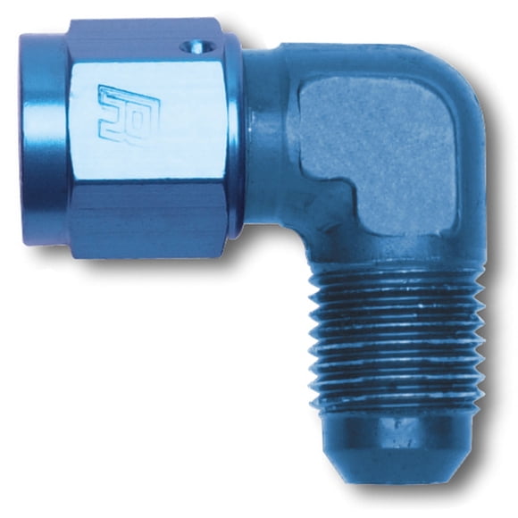 Russell Automotive Adapter Fitting 614808 90 Degree -8 AN Male To Female; Anodized; Blue; Aluminum; Single