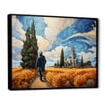 thumbnail image 2 of Designart "The Wheat landscape With Cypresses By Vincent III" Landscapes Floater Framed Wall Decor, 2 of 7