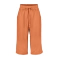 thumbnail image 4 of Jxximdong Cargo Shorts for Women, Linen Shorts Knee Length Shorts Drawstring Elastic Waist Shorts Loose Athletic Beach Shorts, Orange Women's Casual Shorts, 4 of 6