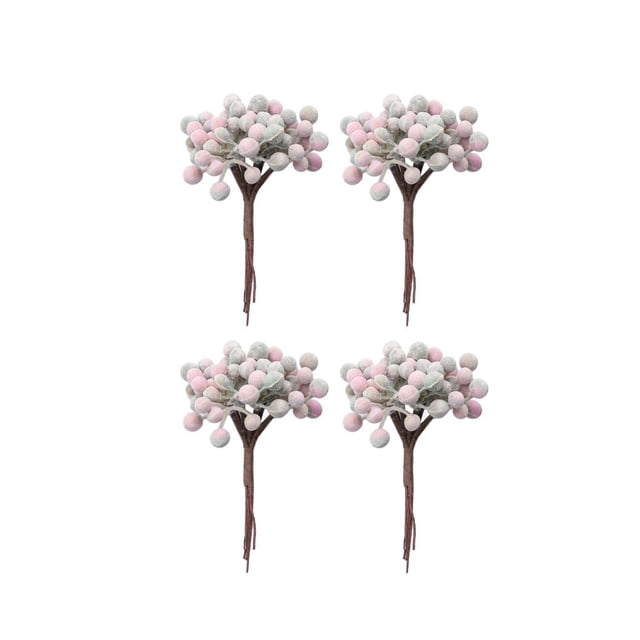 4 Manojos de Bayas de Acebo, Flores Artificiales, Decoración Navideña para , Manualidades