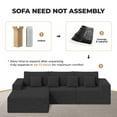 thumbnail image 5 of Hawsaiy 111" L-Shaped Sherpa Modular Sectional Sofa with Chaise, Deep Seat Foam Couch with Removable Pillows, No Assembly, Black, 5 of 9