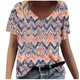 thumbnail image 1 of Tops Cortos para las Mujeres Impresión V-Cuello Suéter Blusa, Manga Corta de Poliéster Top de Moda, Lavado a Mano Todas las Estaciones Desgaste Casual, 1 of 4