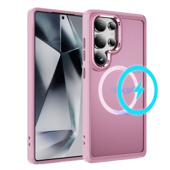 Designed for Magnetic Samsung Galaxy S25 Ultra Case,[Compatible with MagSafe] [Military Grade Drop Protection] Slim Hybrid Translucent Matte Shockproof with Anti-Fingerprint Phone Case,Pink