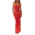 thumbnail image 1 of Gupgi Robe Moulante à Bretelles Spaghetti pour Femmes Imprimé Floral Dos Nu Longue Robe Moulante, 1 of 9