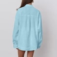 thumbnail image 7 of 2 Piece Linen Outfits for Women Fall Spring Long Sleeve Button Up Shirt and Elastic Waist Shorts Set Travel Clothes (XL, Sky Blue), 7 of 7