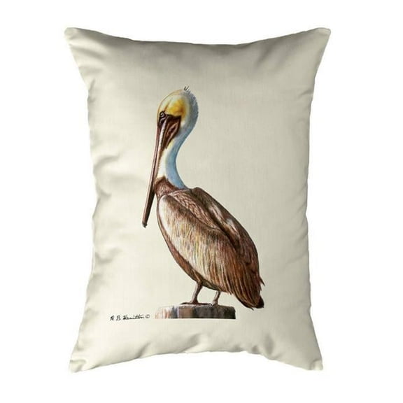 Betsydrake KS035L Pelican on Beige Noncorded Pillow - Small