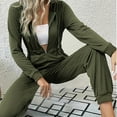 thumbnail image 4 of Mrat Jumpsuits Plus Size Trendy Women Casual Pocket Jumpsuits Hooded Zipper Long Sleeve Leg Pant Womens Overalls S-11 Green L, 4 of 4