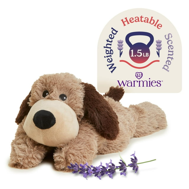 Peluche Warmies para perros marrones, 33 cm, calefactado y pesado, perfumado