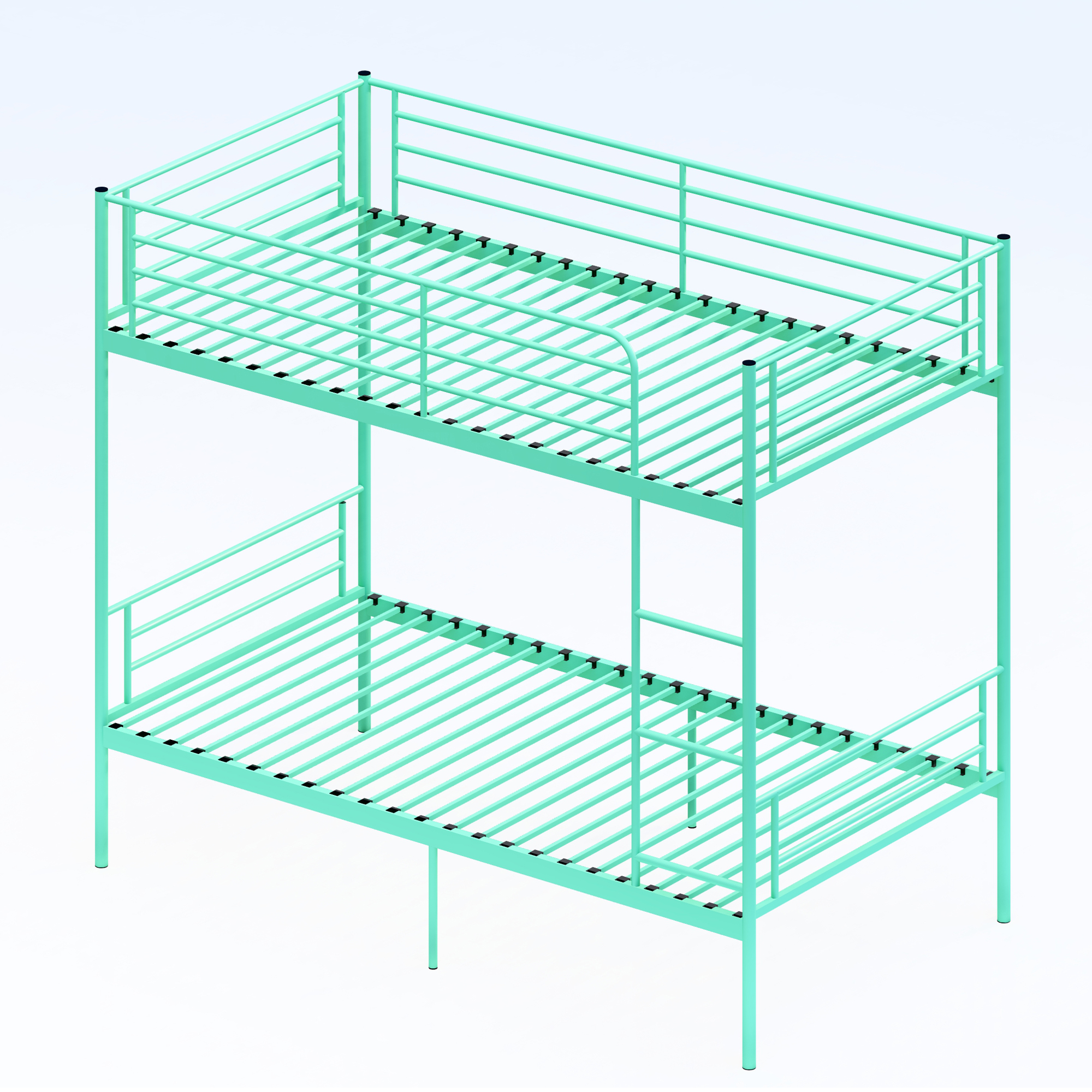 Mintazer Twin Over Twin Metal Bunk Bed, Convertible Bunk Bed Frame Separate into 2 Twin Beds with Guardrail, Mint Green