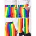 thumbnail image 6 of Unique Bargains Men's Striped Pants Business Skinny Fit Color Block Trousers 30 Multicolor, 6 of 6