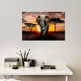 thumbnail image 4 of HFDF FC3069 Canvas Wall Art Elephant Picture African Wild Animals Artwork Painting Print for Living Room Bedroom Kitchen Home and Office Wall Decor 14x11inch Framed, 4 of 6
