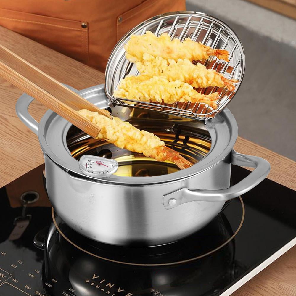 Deep Frying Pan,Temperature Control Fryer,Tempura Fryer Pot,Japanese