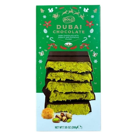 Bolci Dubai Dark Chocolate with Kadayif and Pistachio Filling - Holiday Edition