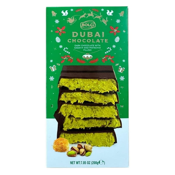 Bolci Dubai Dark Chocolate with Kadayif and Pistachio Filling - Holiday Edition
