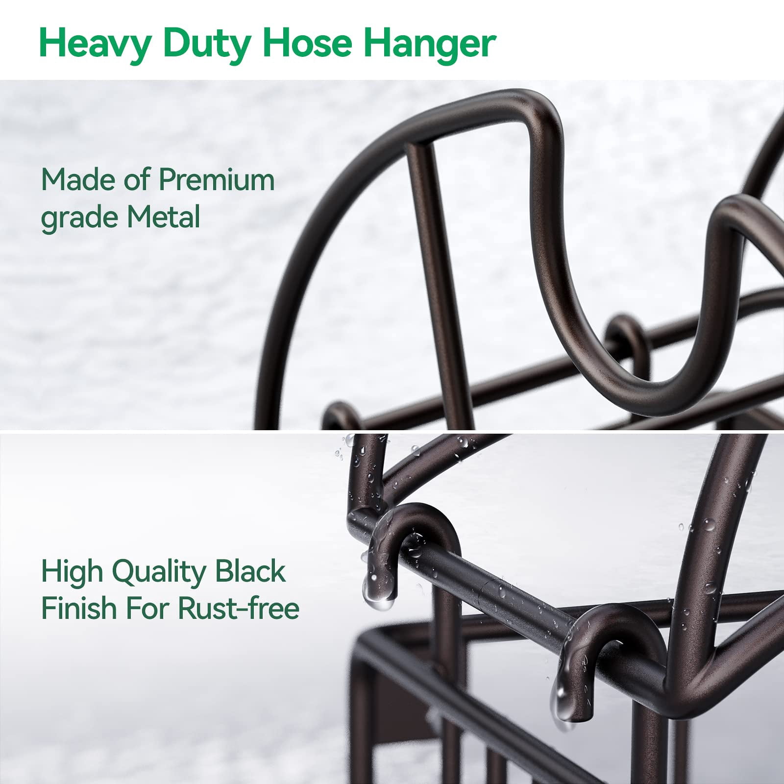 Wall Mount Heavy Duty Metal Garden Hose Holder with Tool Storage Basket