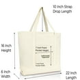 thumbnail image 3 of Dalix Ludicrously Capacious Embroidered Shopping Tote Bag in Natural, 3 of 5