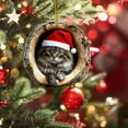 thumbnail image 2 of Beautynvta Forest Animal Christmas Ornaments, 3.15'' Cozy Xmas Cat in Tree Hole Ornaments for Christmas Tree, Personalized Acrylic Hanging Ornament, Gifts for Animals Lovers, 2 of 7
