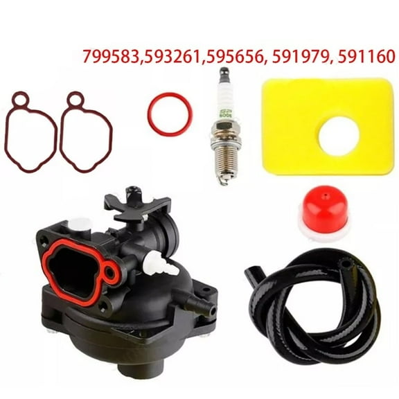 Carburetor Tune Up Kit for B&S 21" Murray M20300 500E 140cc Engine - 799583, 593261 Compatible - 8 Piece Set with Air Filter, Primer Bulb, Sparkplug