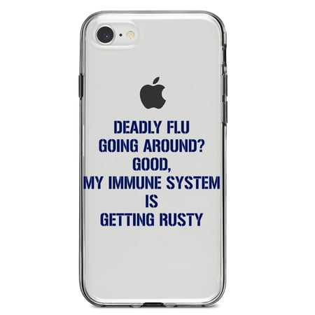 DistinctInk Clear Shockproof Hybrid Case for iPhone 7 8 SE (2020 Model) 4.7 Screen TPU Bumper Acrylic Back Tempered Glass Screen Protector - Deadly Flu? Good Immune System is Rusty