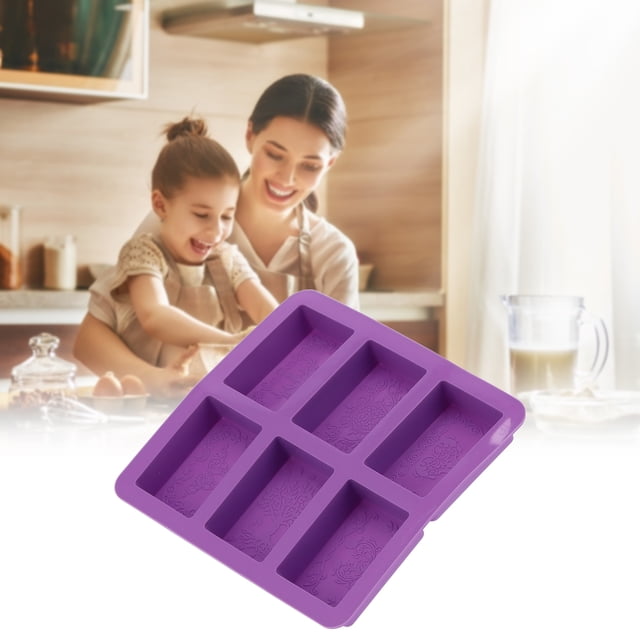 Molde De Pastel De Hecho A Mano De Silicona De 6 Rejillas Para Panadería Casera Púrpura